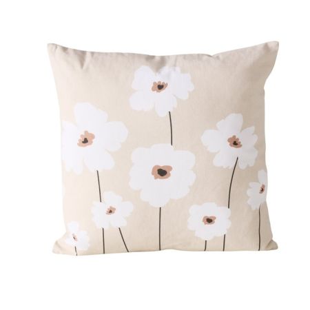 cuscino con disegno papaveri bianchi