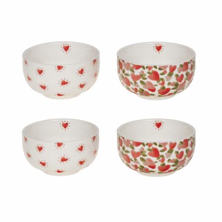 set 4 ciotole con disegno cuore