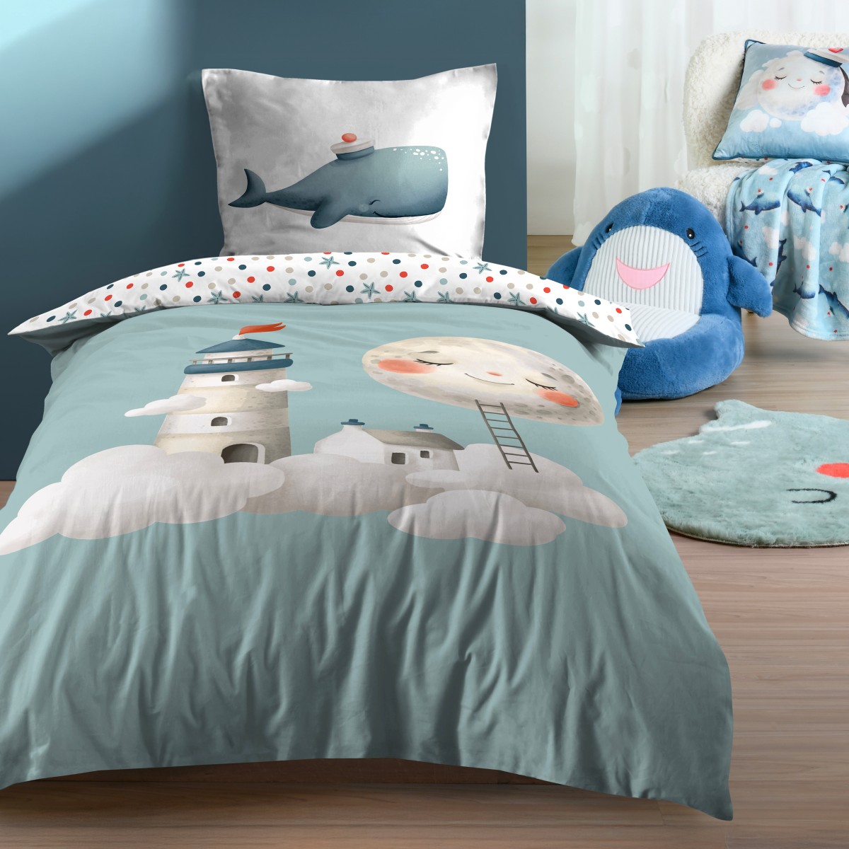 copripiumino singolo con disegno balena