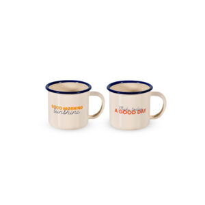 tazza in latta con scritta good morning sunshine make today a good day