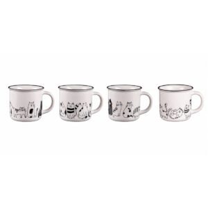 tazza bianco e nero con disegno gatti