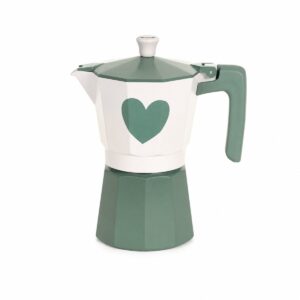 moka verde con disegno cuore