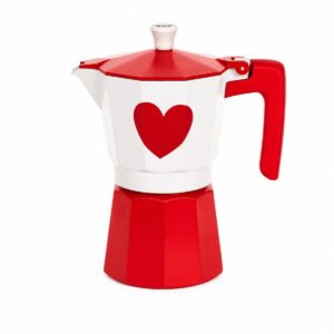 moka rossa con disegno cuore