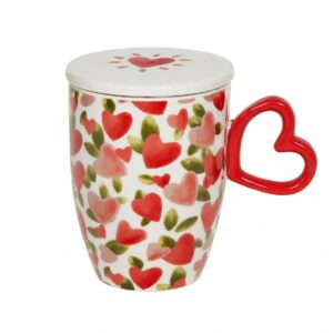tazza con coperchio manico cuore