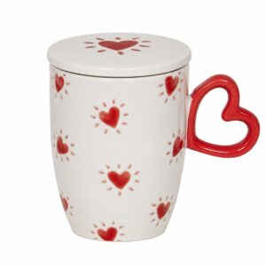 tazza con coperchio manico cuore