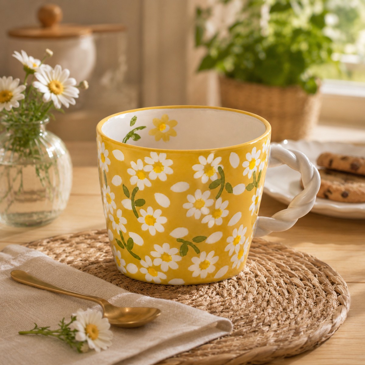 tazza con disegno margherite