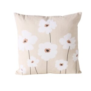 cuscino con disegno papaveri bianchi