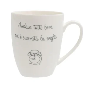 tazza in porcellana con scritta sveglia