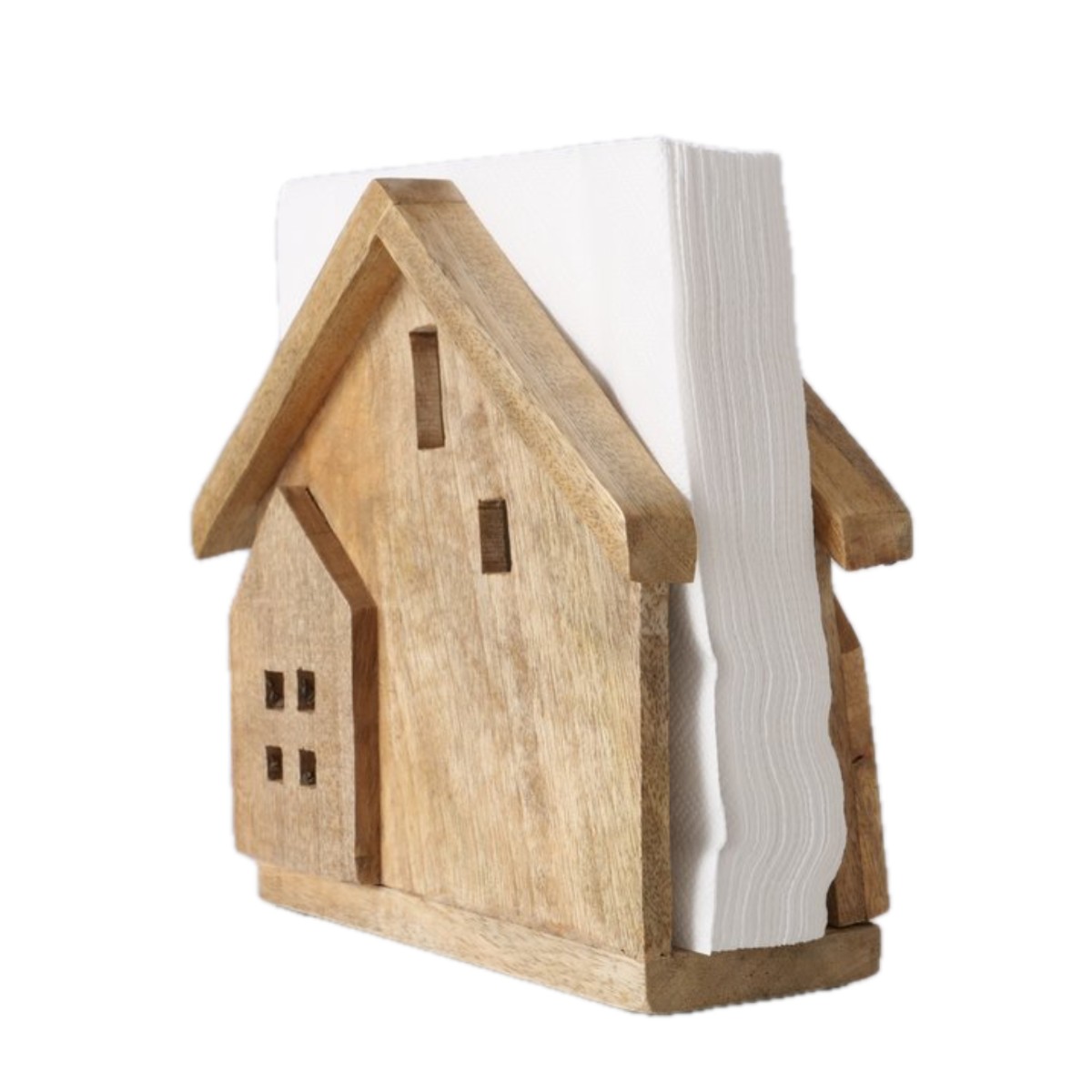porta tovaglioli in legno a forma di casa