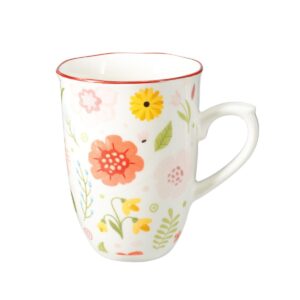 tazza bianco con disegno floreale