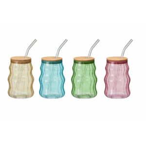 bicchiere colorato con cannuccia