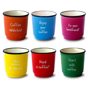tazzine caffè colorate con scritte