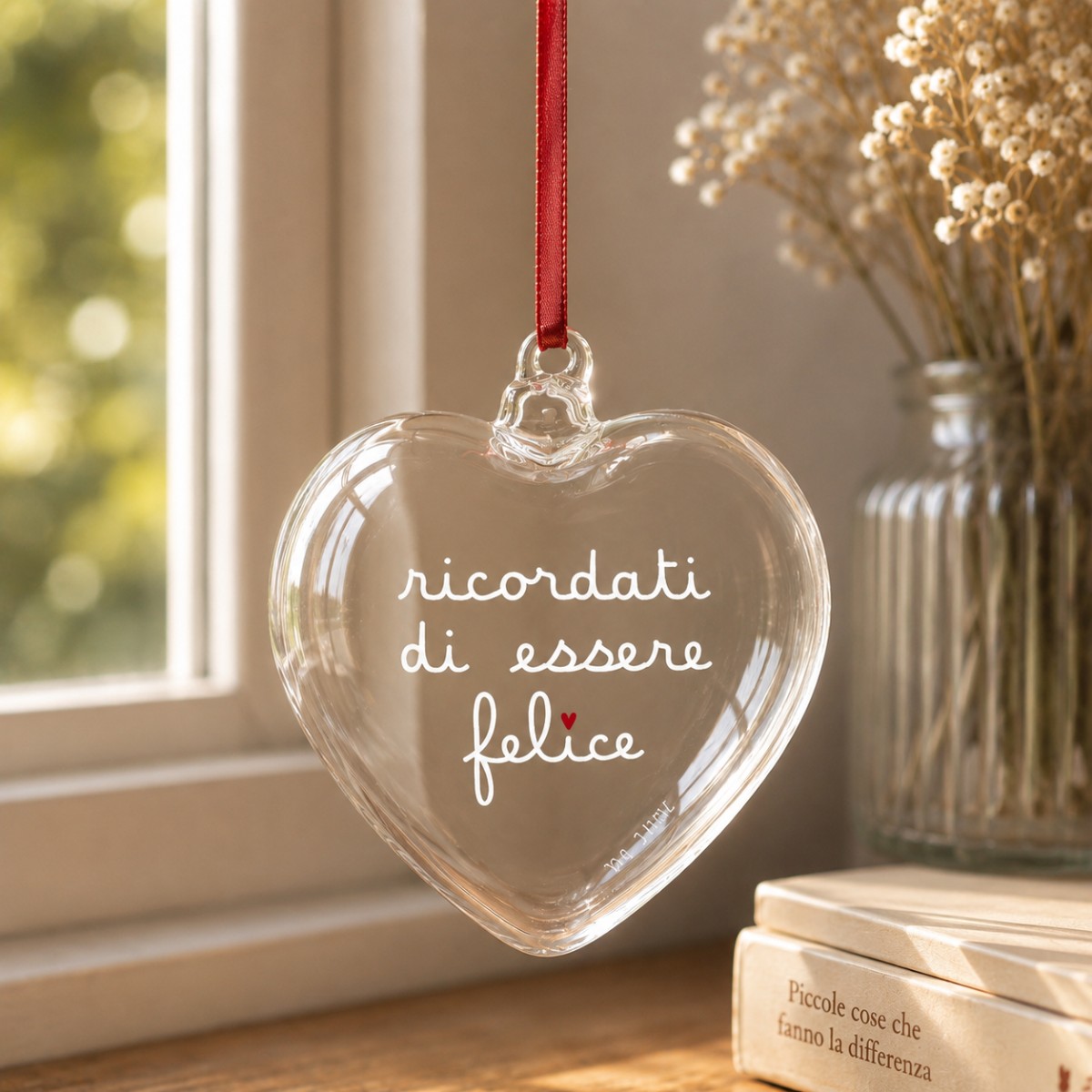 pallina in vetro a forma di cuore
