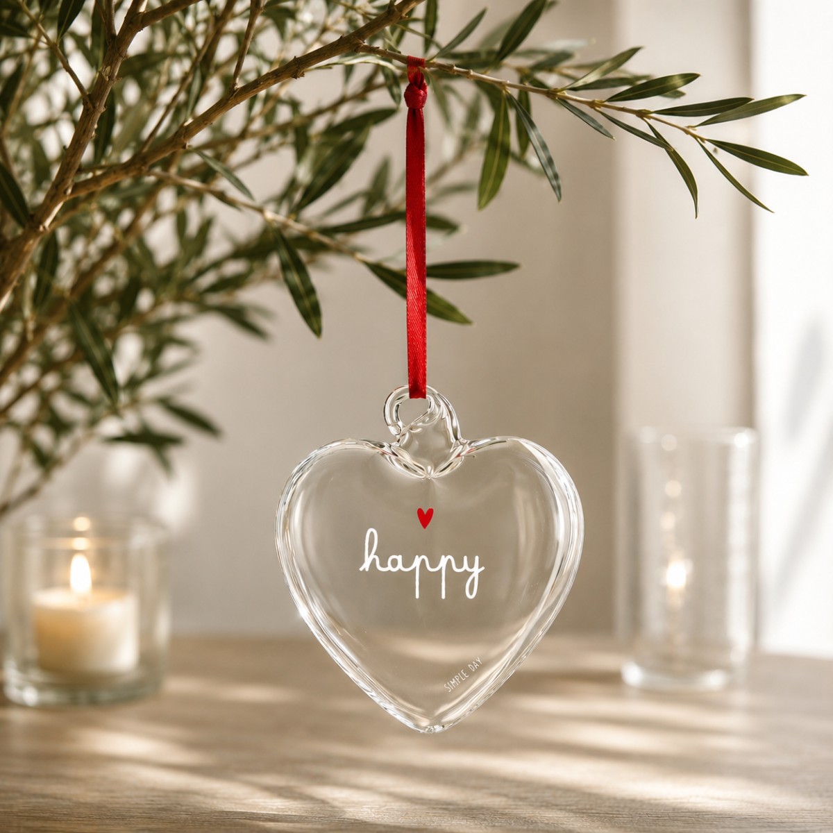 pallina in vetro a forma di cuore