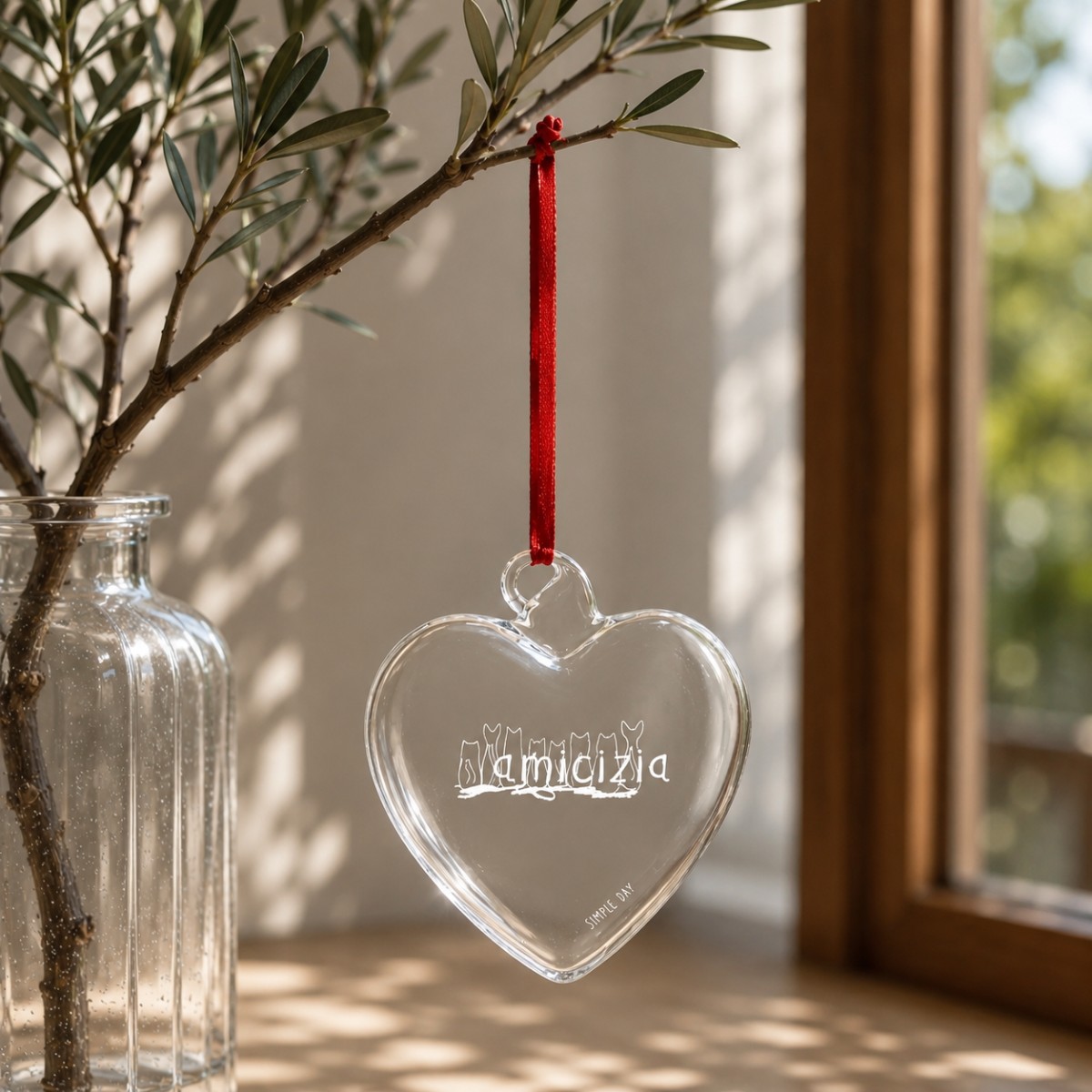 pallina in vetro a forma di cuore