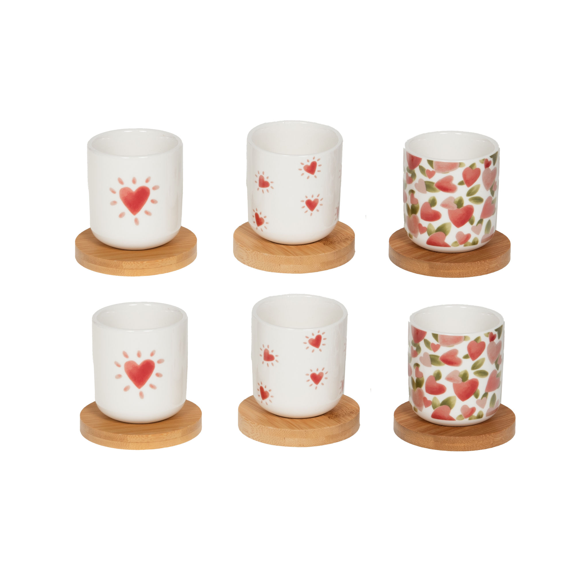 set 6 tazzine con disegno cuore