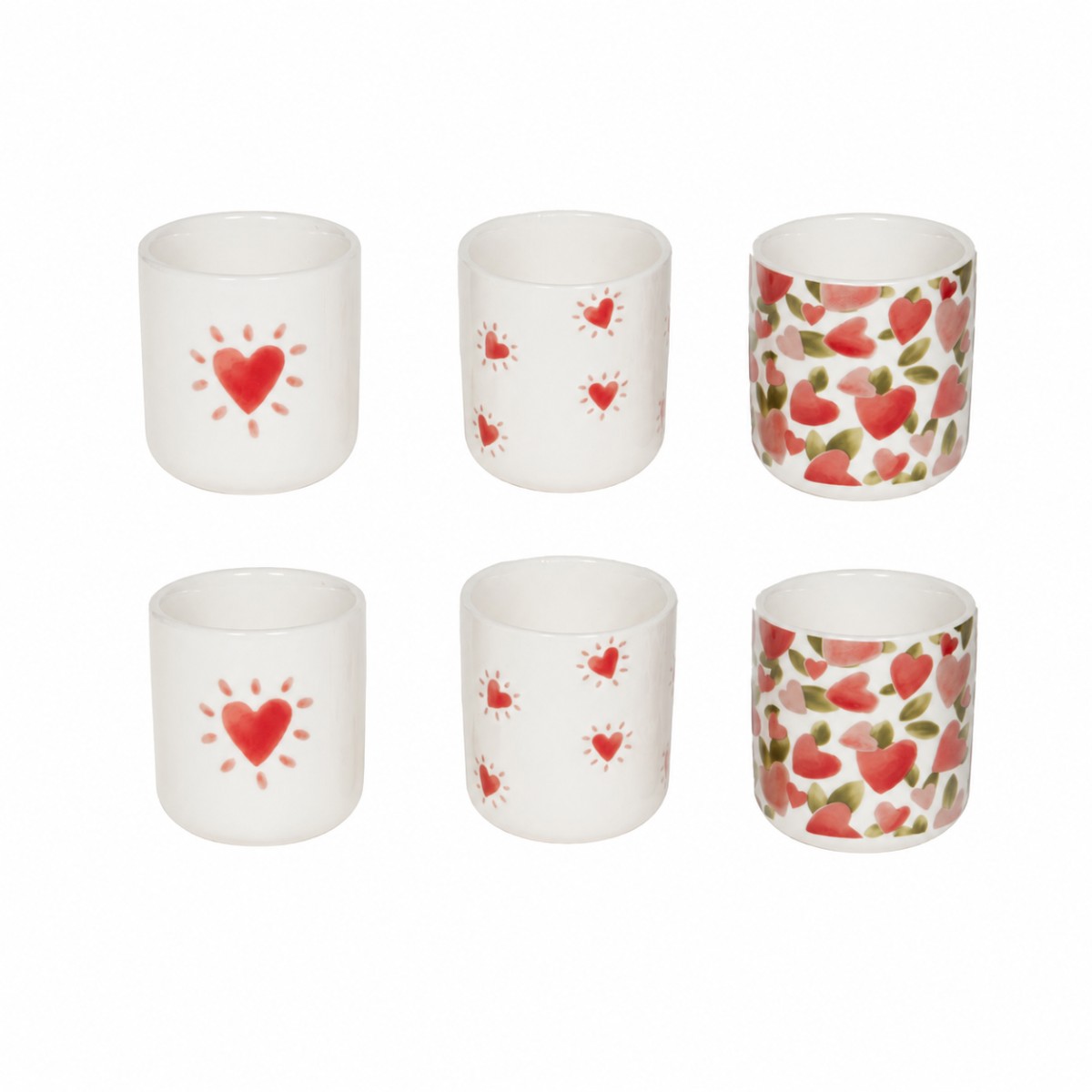 set 6 tazzine con disegno cuore