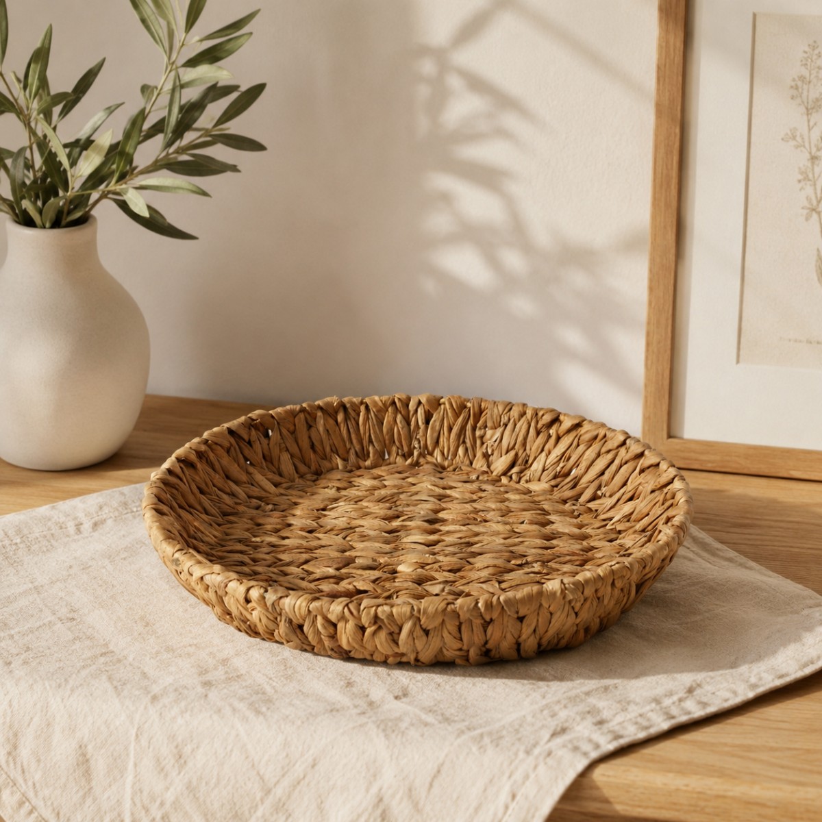 cesto in rattan rotondo