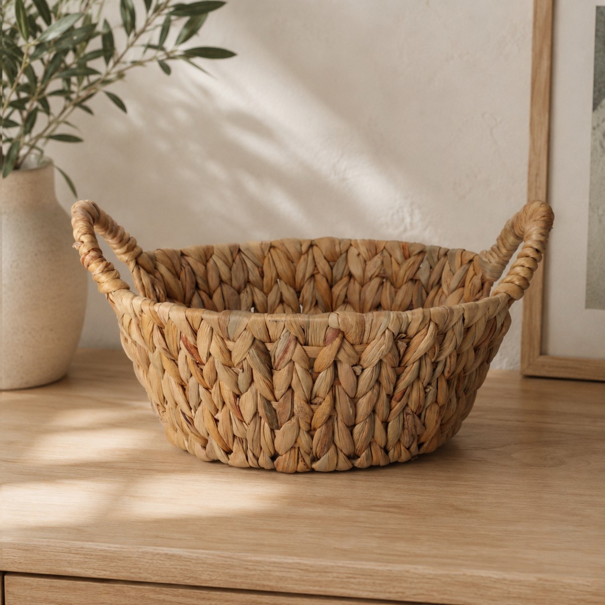 cesto in rattan rotondo