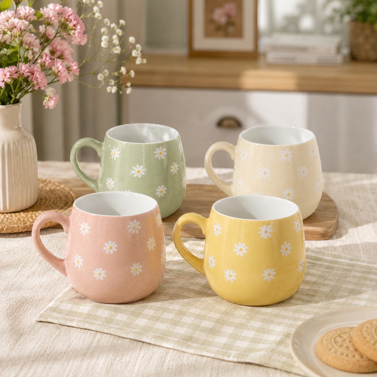 tazza con disegno margherite