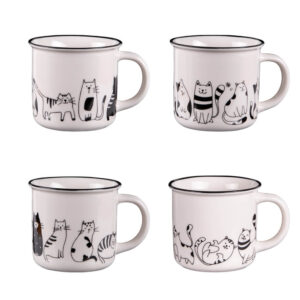 set 4 tazze con disegno gatti