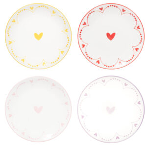 set 4 piatti con disegno cuore