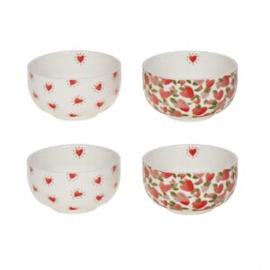 set 4 ciotole con disegno cuore