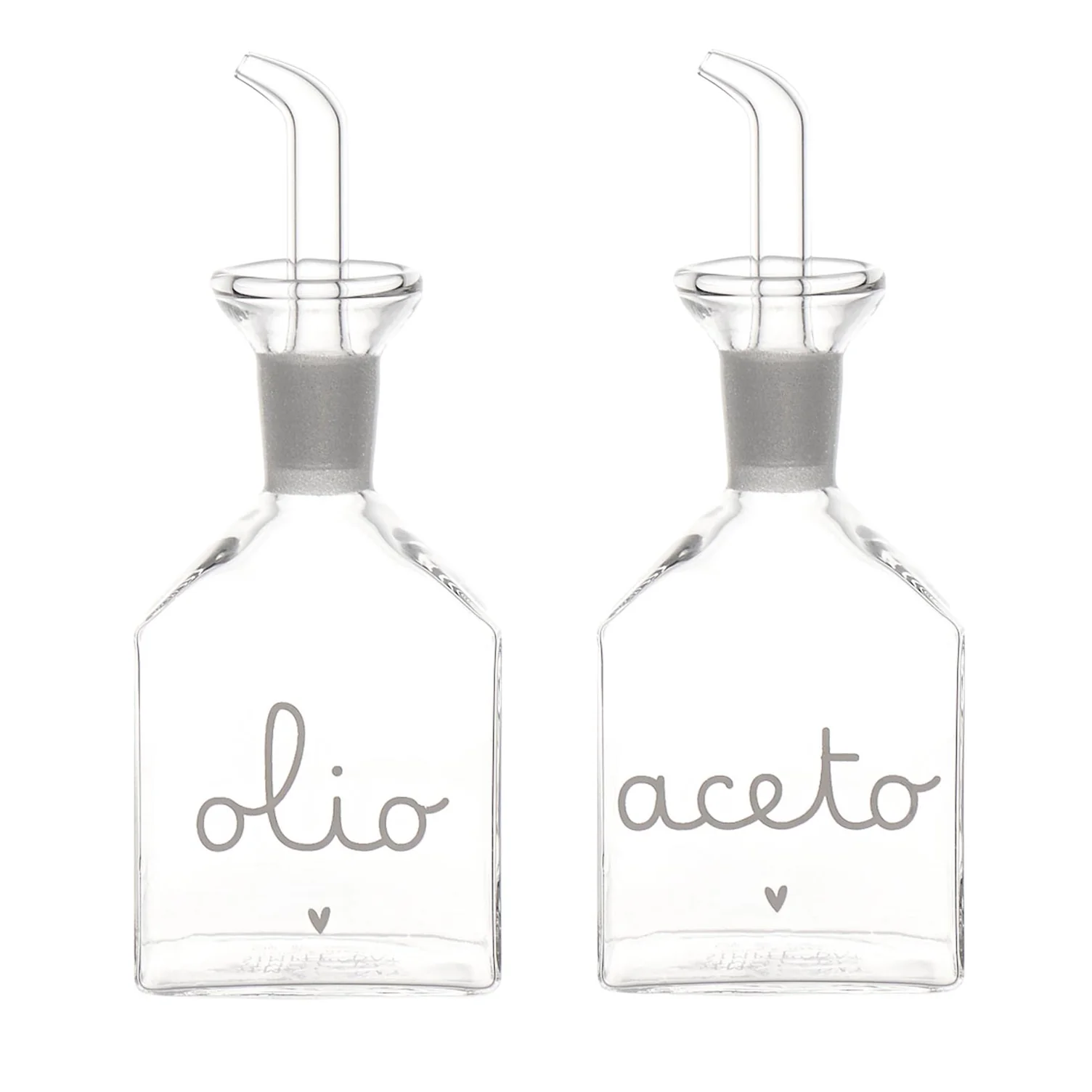 due bottiglie per olio e aceto