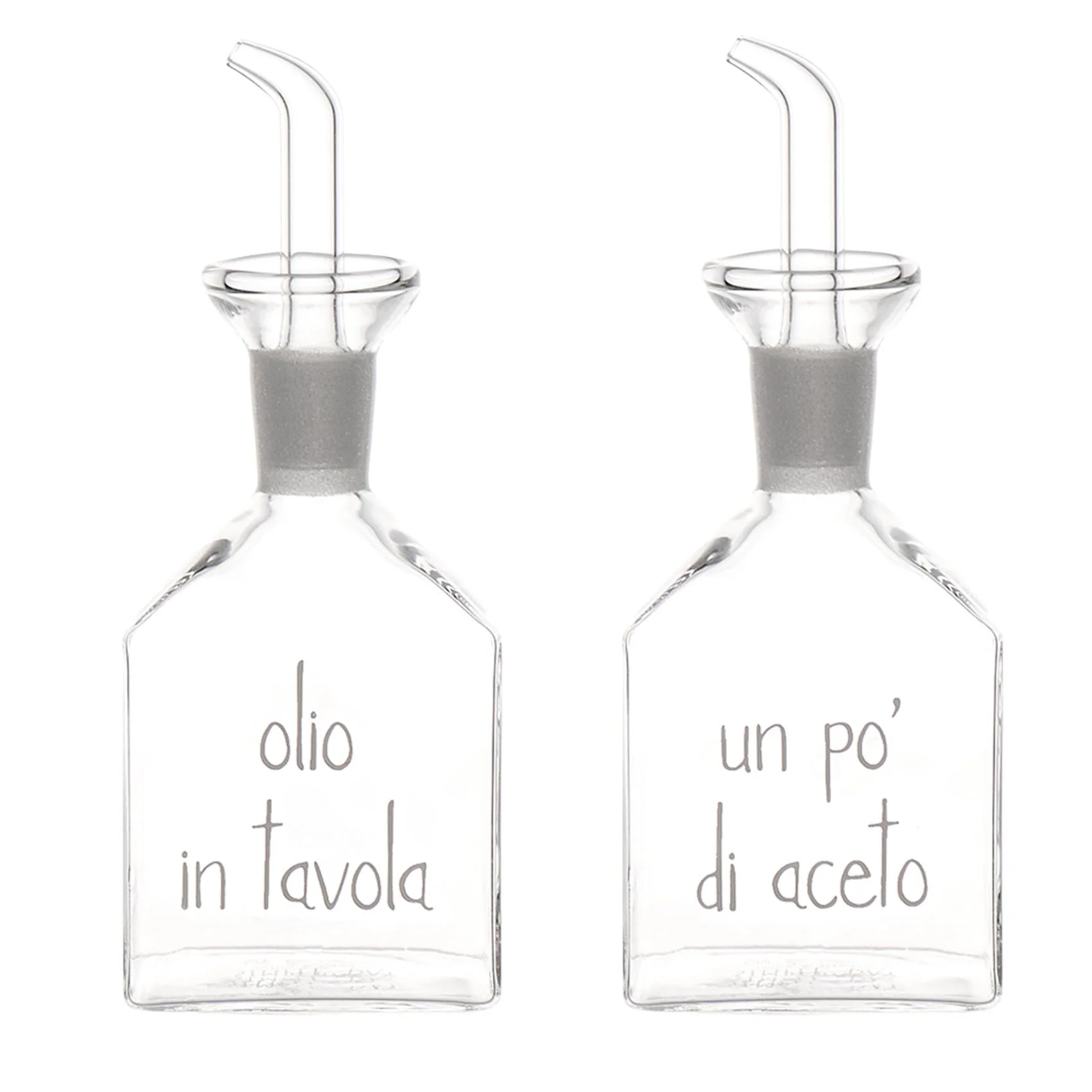 due bottiglie per olio e aceto