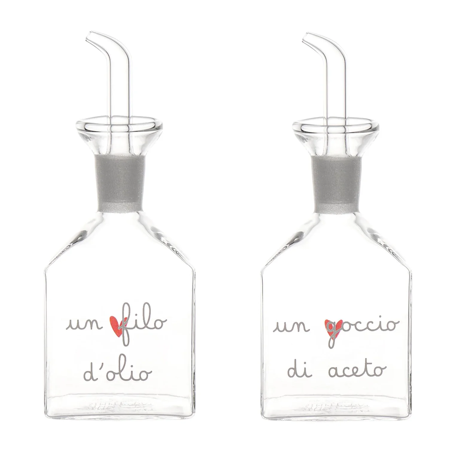 due bottiglie per olio e aceto