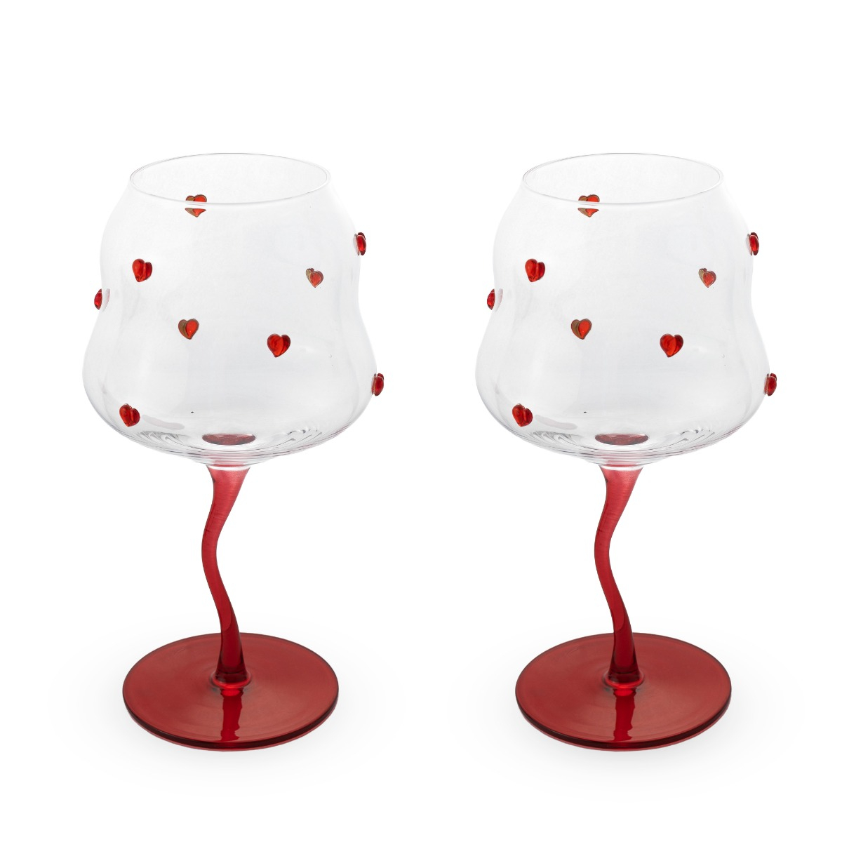 calici cocktail con cuore rosso