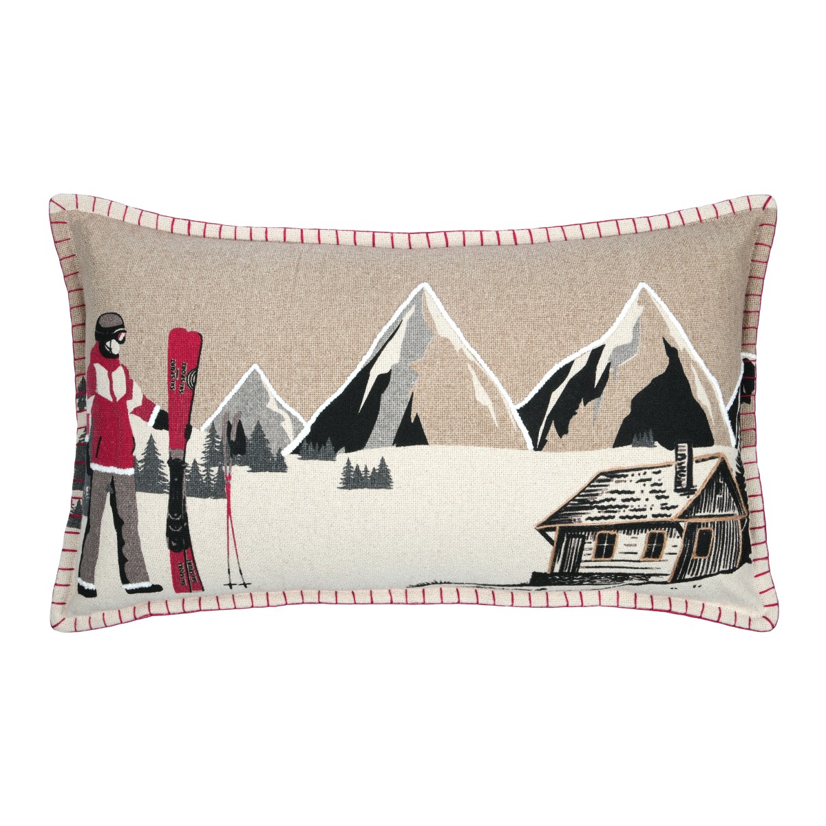 cuscino rettangolare con disegno montagna