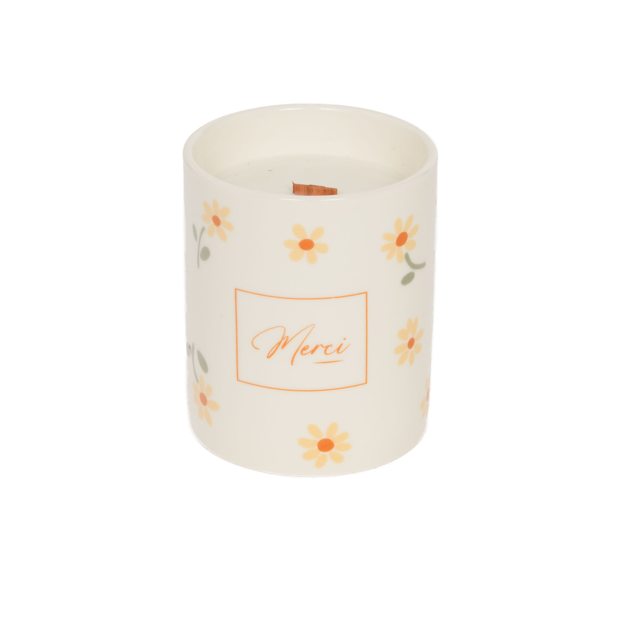 candela con disegno margherite