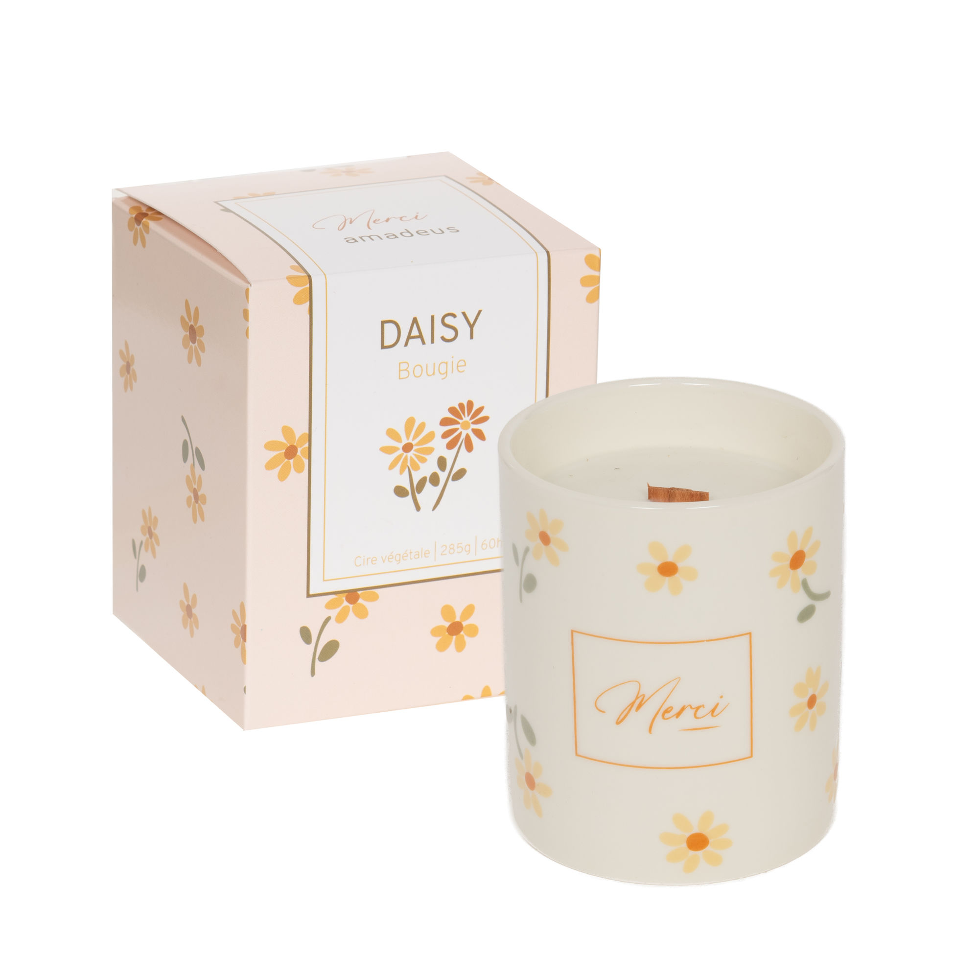 candela con disegno margherite