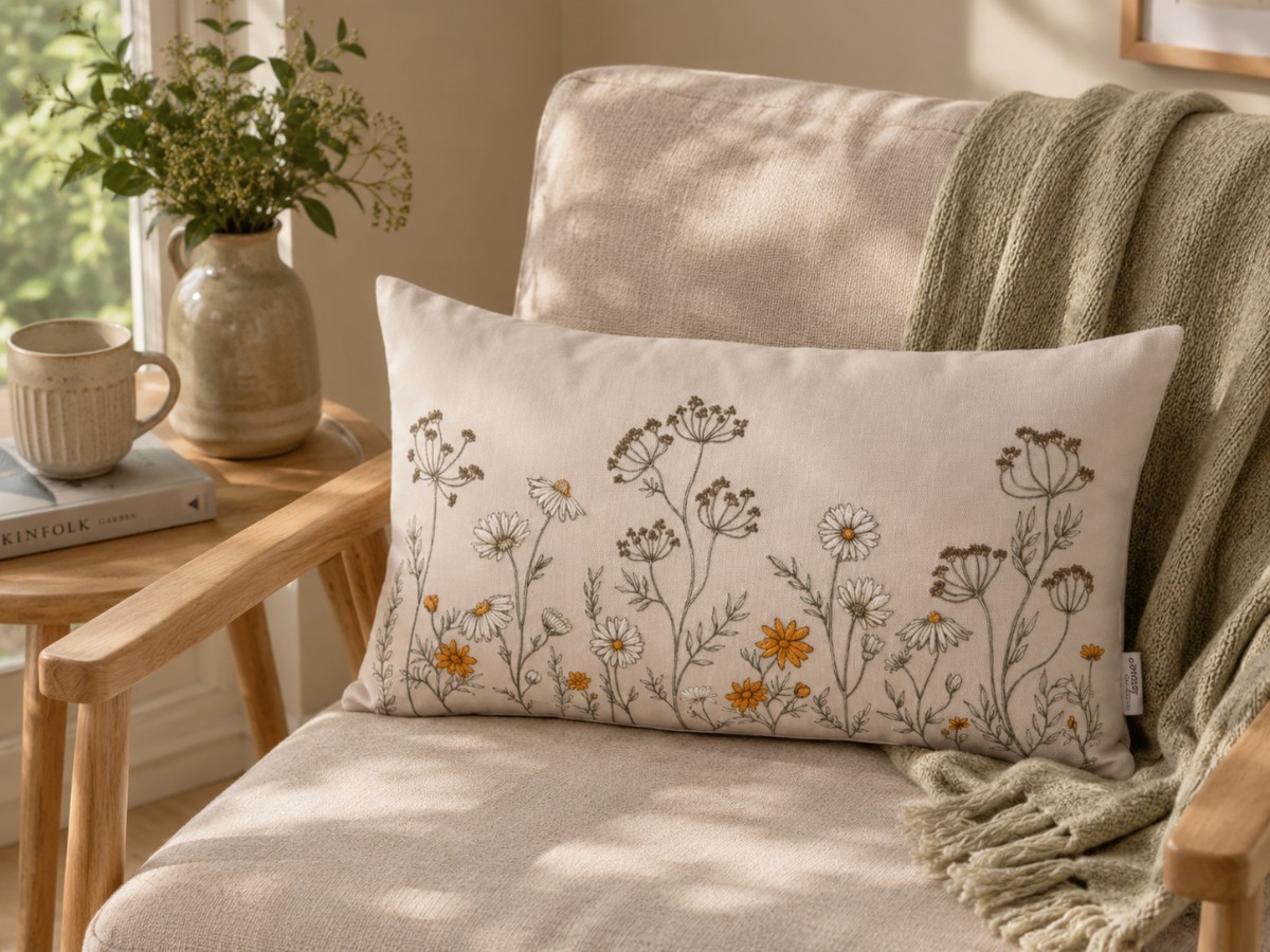 cuscino con disegno margherite