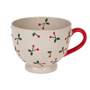 tazza colazione con disegno ciliegie