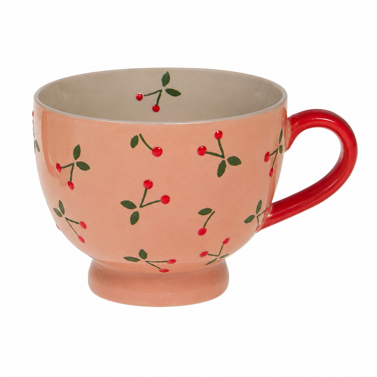 tazza colazione con disegno ciliegie