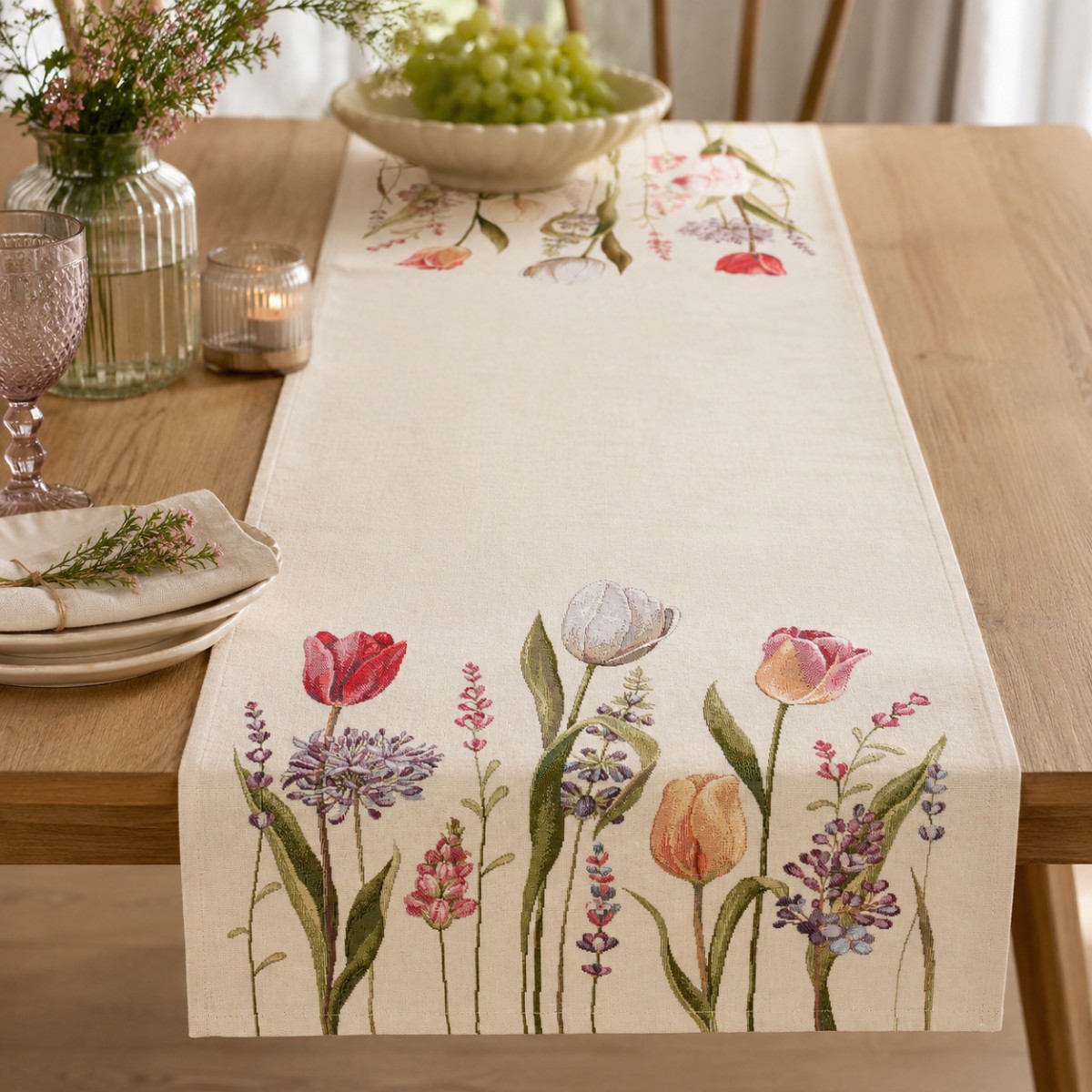 runner con disegno tulipani