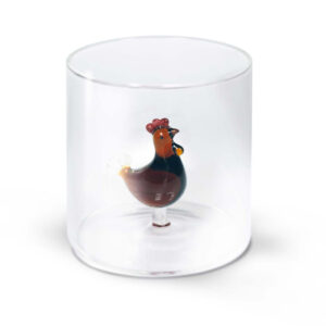 bicchiere in vetro con gallina