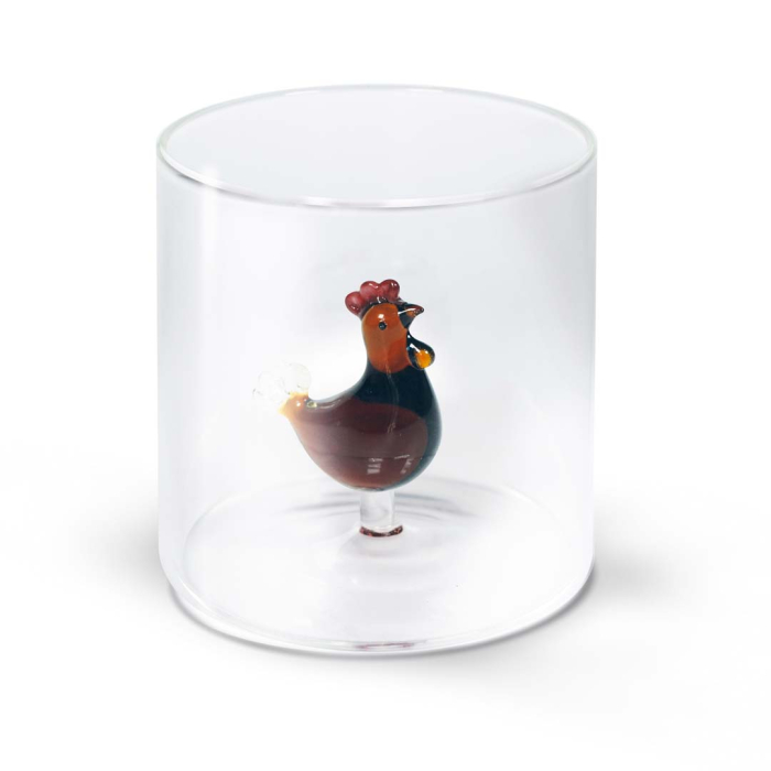 bicchiere in vetro con gallina