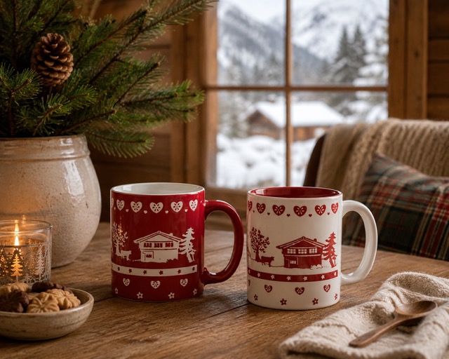 set 2 tazze montagna rosse