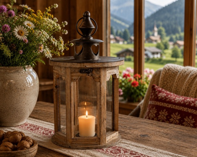 lanterna tonda legno e latta