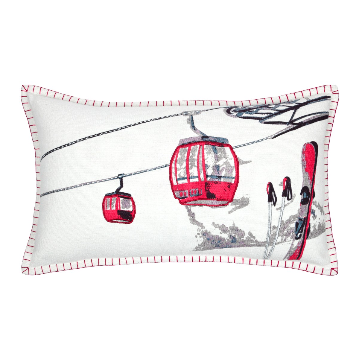cuscino quadrato con disegno funivia