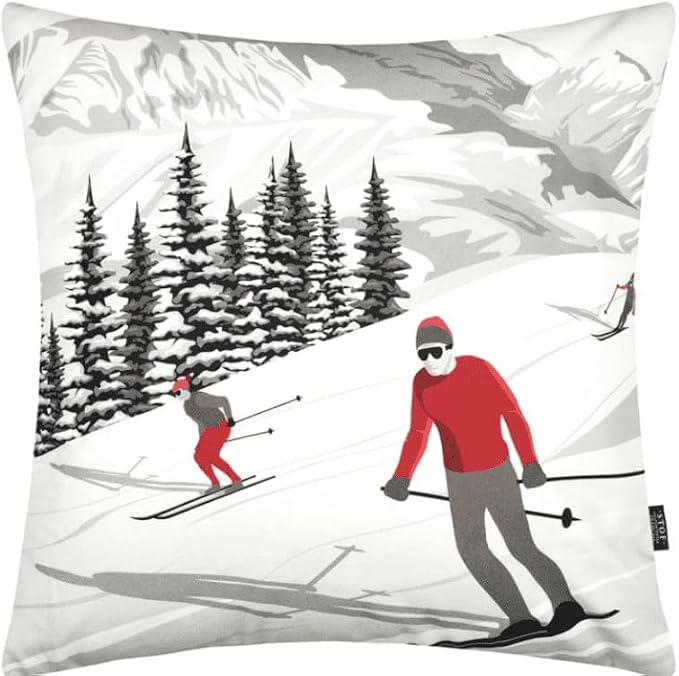 cuscino quadrato con disegno sciatore