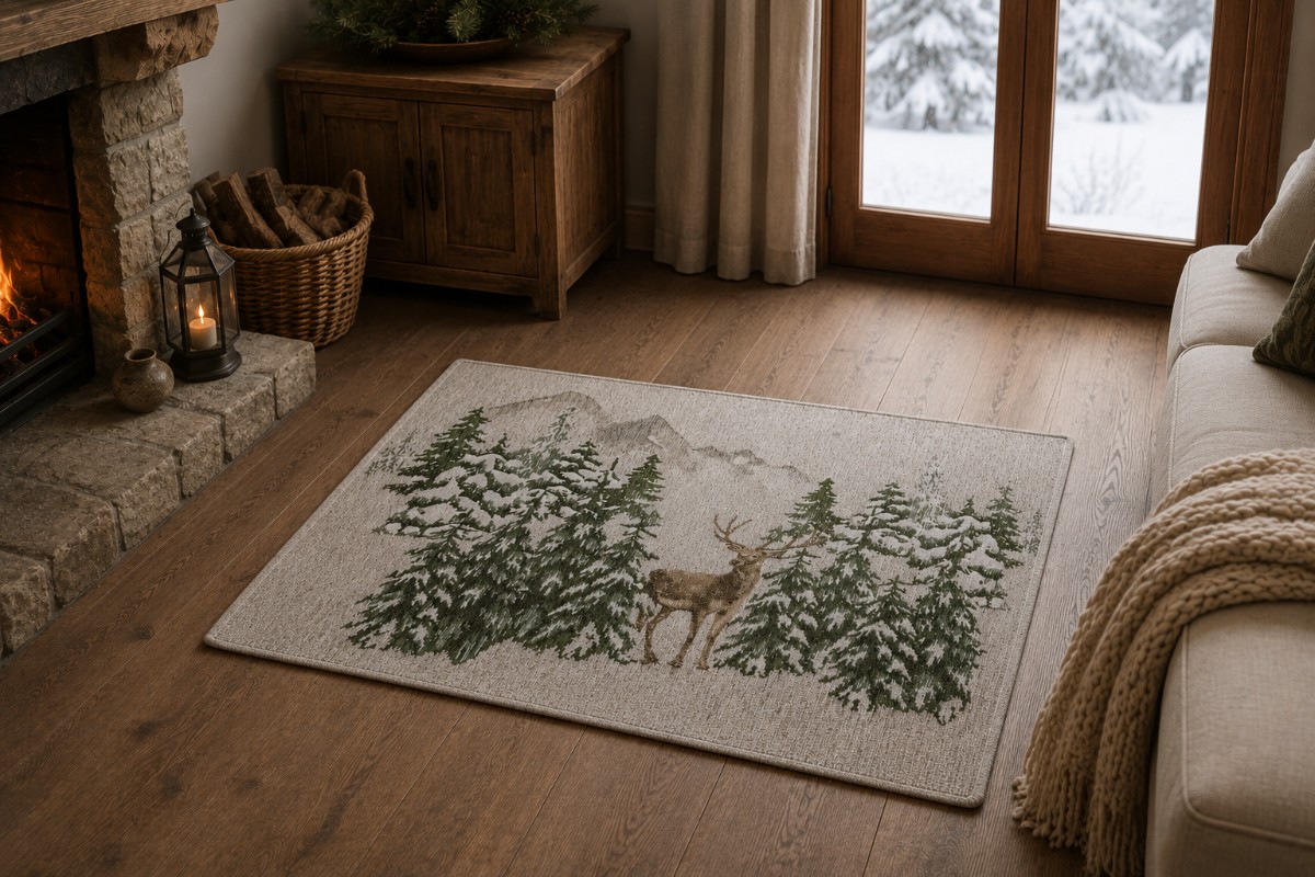 tappeto rettangolare con cervo