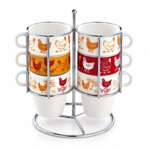 set 6 tazzine con disegno gallina