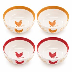 set 4 ciotole porcellana disegno galline