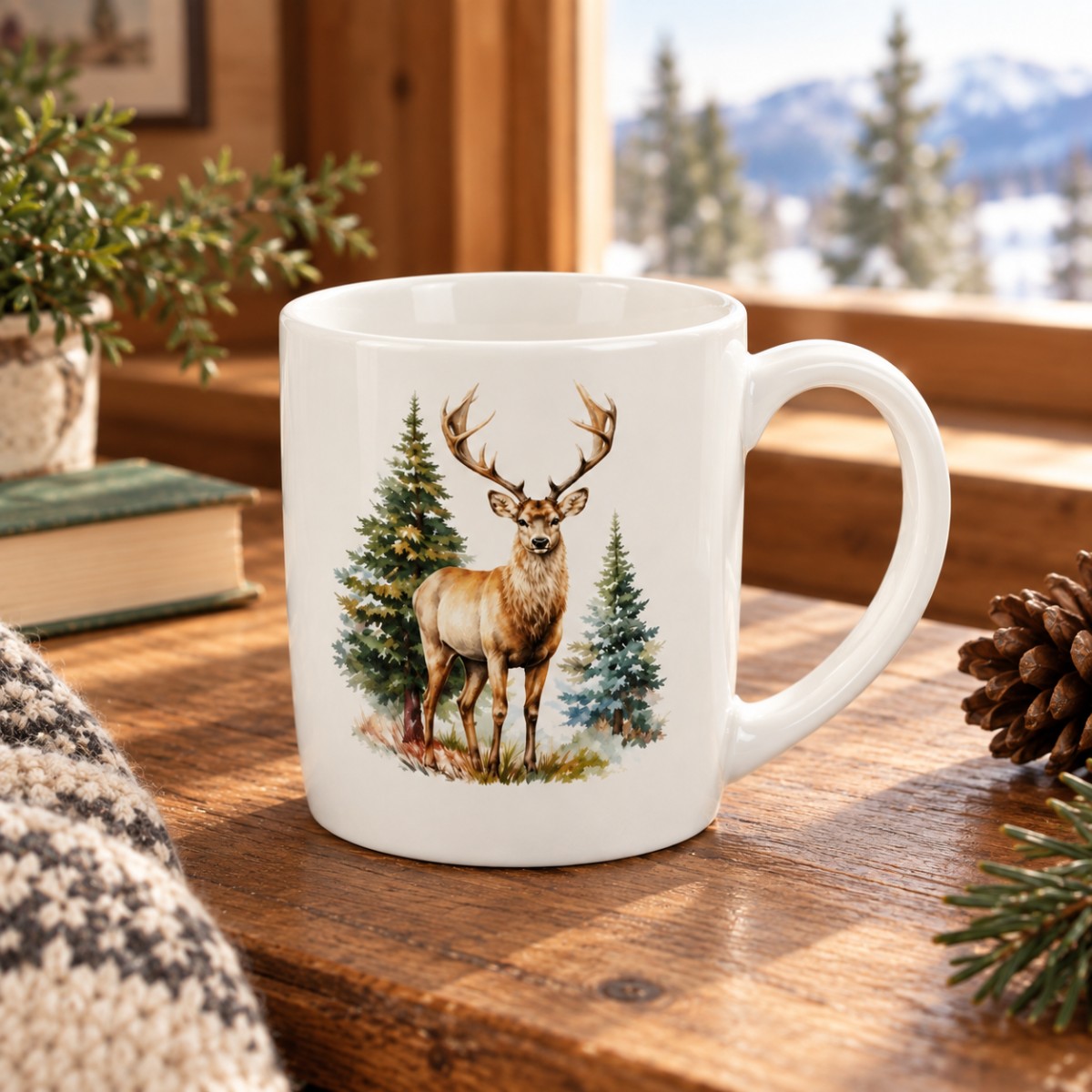 tazza con disegno cervo