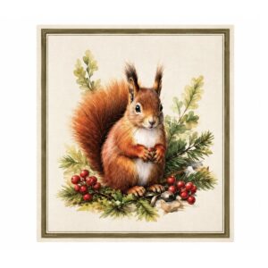 panno svedese con disegno animali bosco