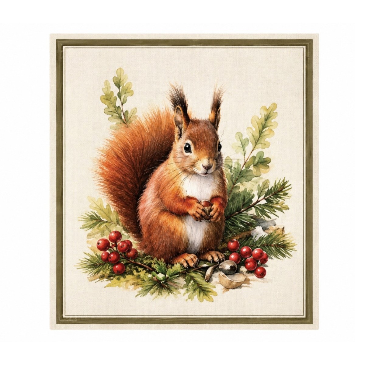 panno svedese con disegno animali bosco